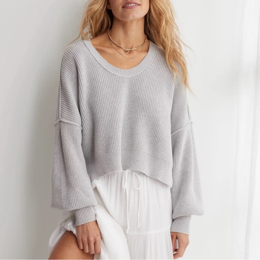 Aerie Gray Cropped Sweater
